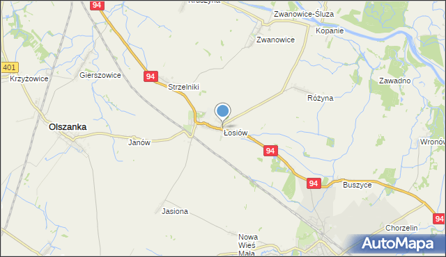 mapa Łosiów, Łosiów na mapie Targeo